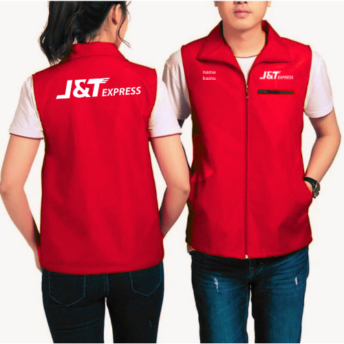 BISA CUSTOM Rompi Kasual Zipper Logo JNT Express Original Rompi Vest taslan ekspedisi spx express wa