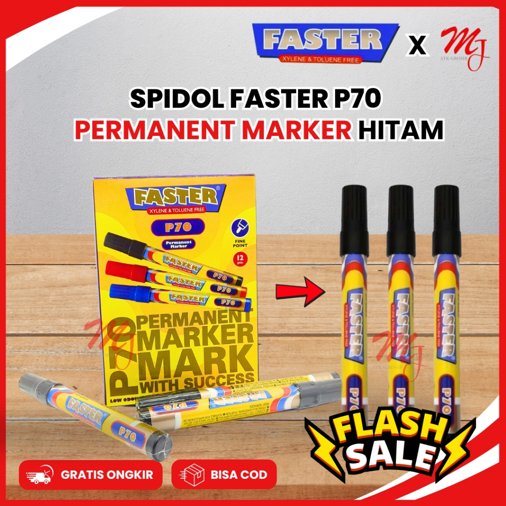 

Spidol Permanen Hitam papan Tulis Faster P-70