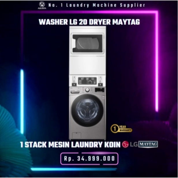 MESIN  KOIN LAUNDRY LG 20KG & MAYTAG