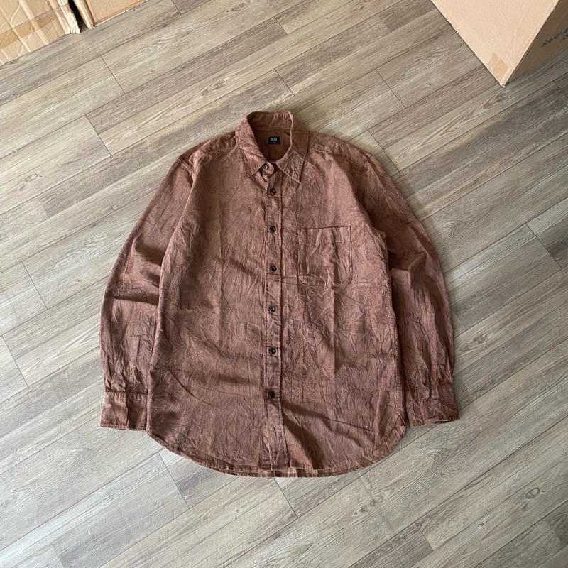 Long Shirt Uniqlo Corduroy Kemeja Brown