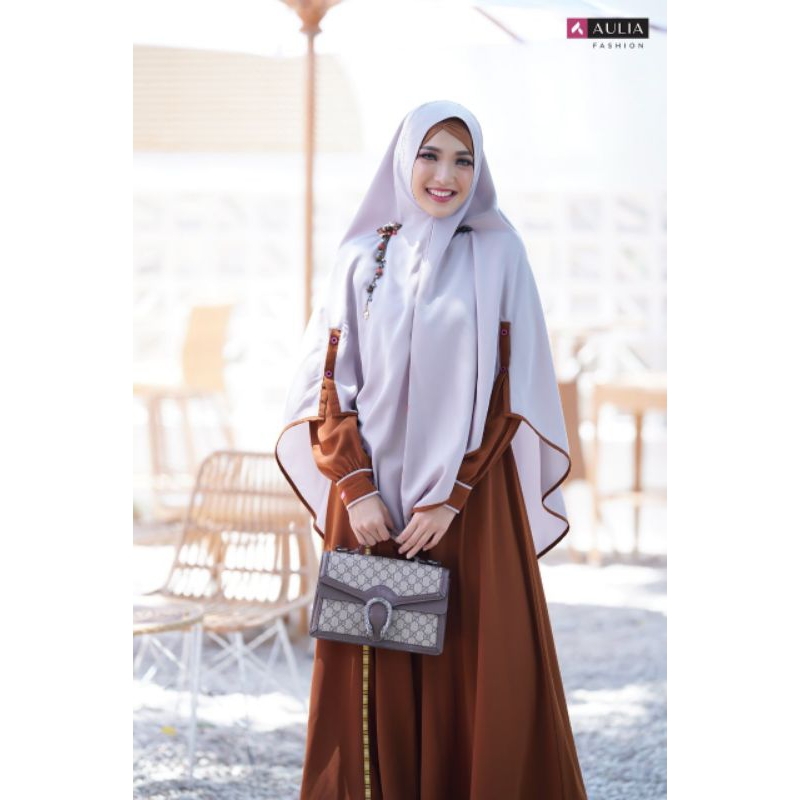 PROMO SPESIAL AWAL TAHUN DISKON 50%, SET GAMIS SAVIRA CHESNUT CLOUD BY AULIA FASHION BARANG ORIGINAL