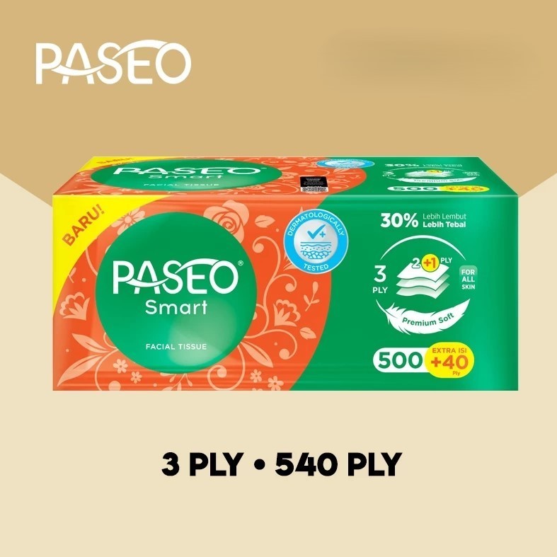 Paseo Smart Facial Tissue 540 PLY / Tissue Paseo Kering 250 Sheet Tisu Kering Wajah Lembut