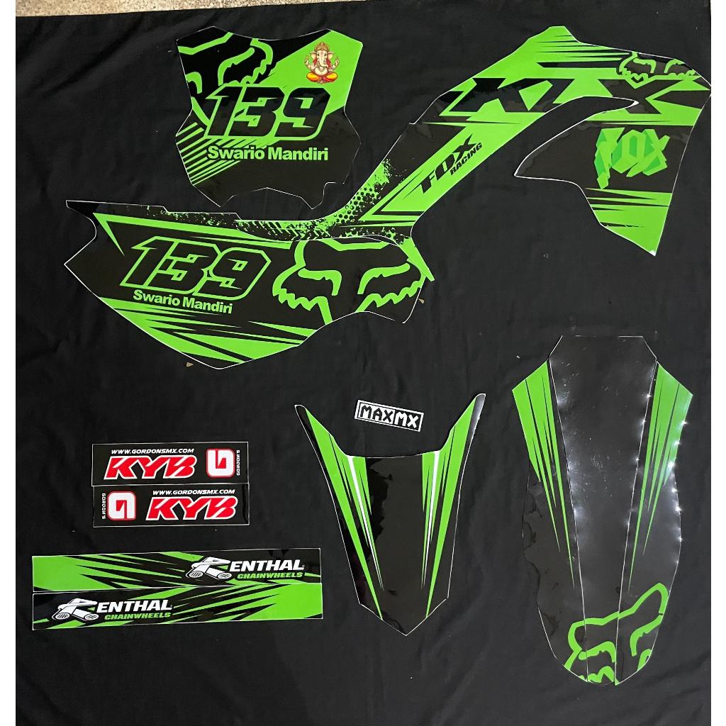 Decal Sticker Striping KLX 230 motif grafis hijau putih