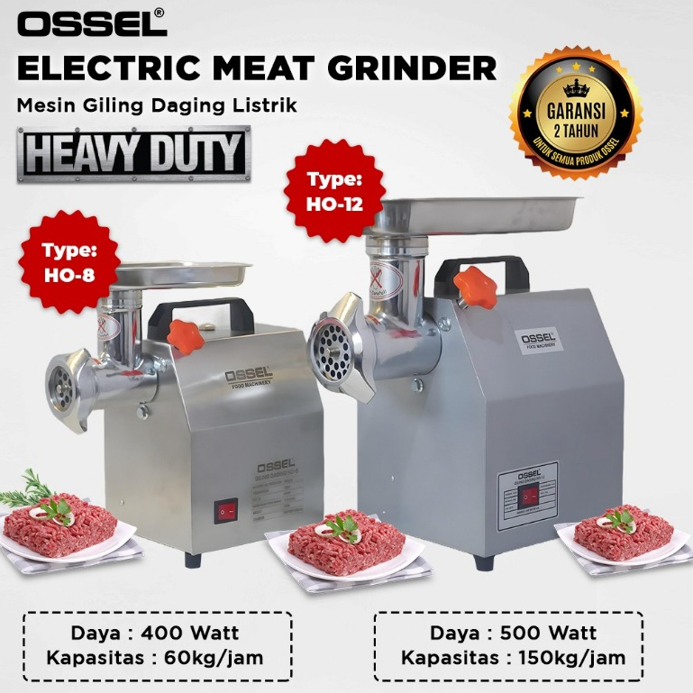 OSSEL Giling Daging 60Kg Listrik GIlingan Daging Listrik HO-8 HO8 Heavy Duty OSSEL