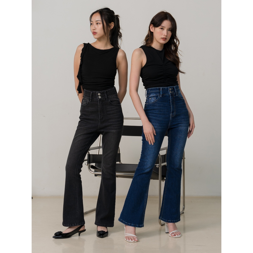 BCK - Celana Highwaist Jeans Cutbray Wanita Alice