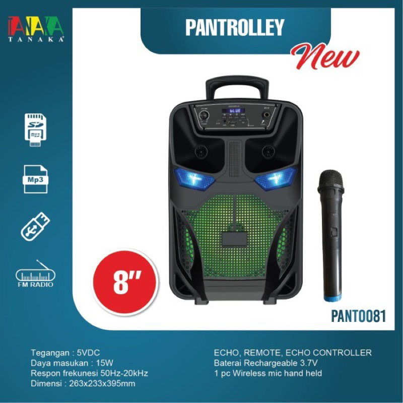 TANAKA Speaker Tanaka 8 inchi Pant0081 TANAKA SPEAKER PORTABLE 8 inch TANAKA 8 inch portable speaker