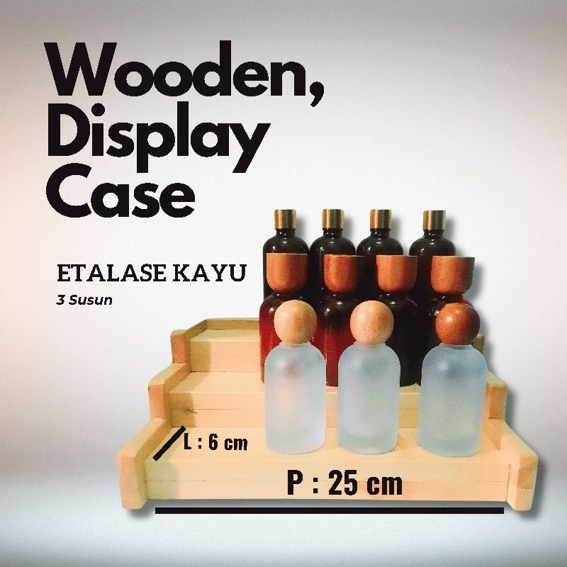 etalase kayu 3 susun kayu jati belanda
