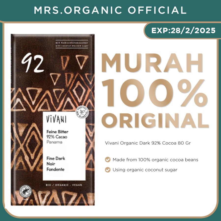 

Vivani Organic Dark 92% Cocoa 80 Gr