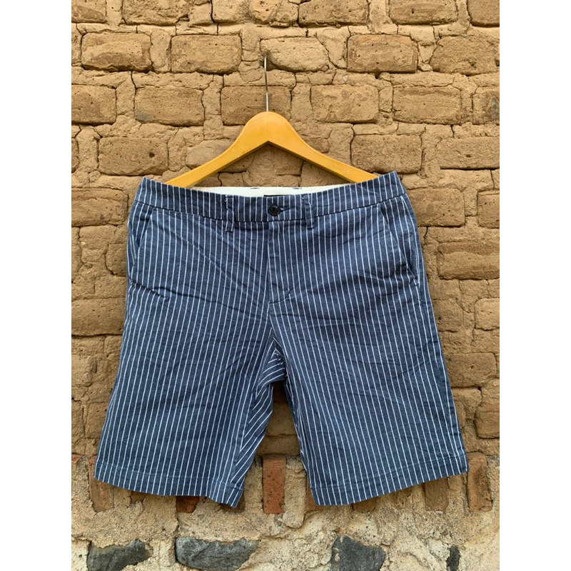 celana pendek katun size fit 33 salur navy tbj nearby second bekas preloved thrift murah shortpant