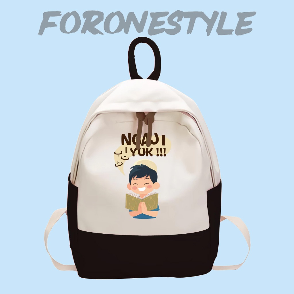 Tas Ransel Anak Cowok Ngaji Yuk - Ransel Anak Cowok Ngaji Yuk - Tas Anak Motif Ngaji Yuk