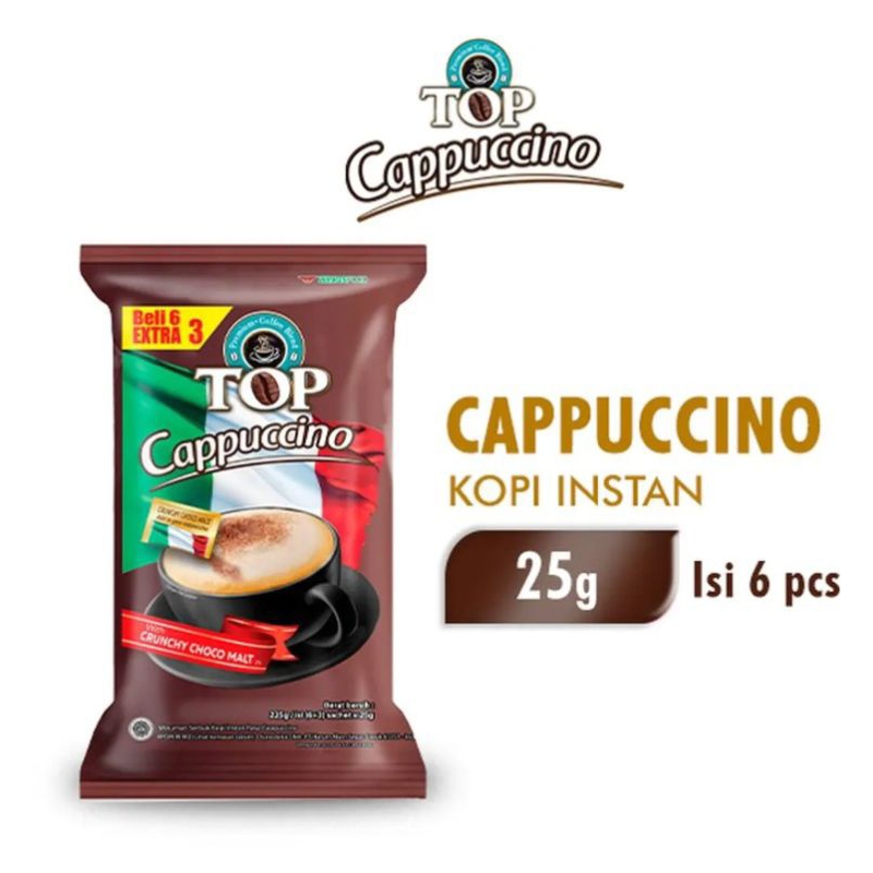 

TOP Cappuccino Kopi Instan 25g Isi 6 + 3