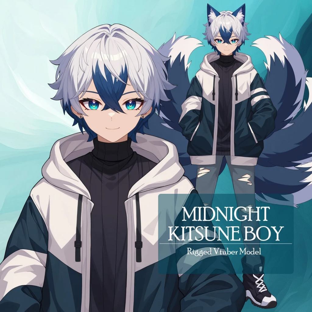 Vtuber / Live2d (Premade & Siap Pakai) - Midnight Kitsune Boy