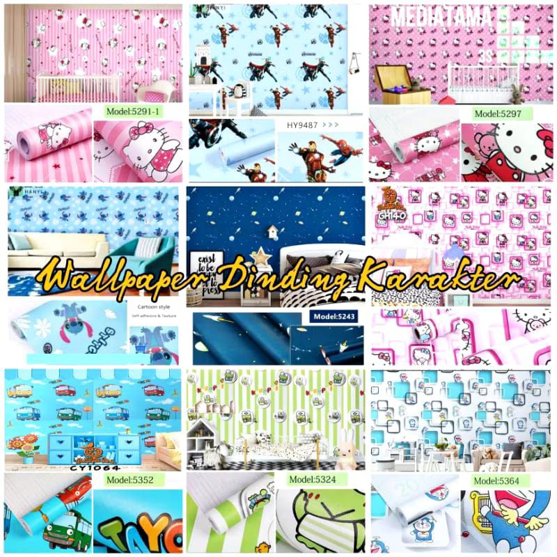 Wallpaper Dinding 10 m 10 meter 45 cm × 10 m MOTIF POLOS HIJAU BIRU ABU PUTIH