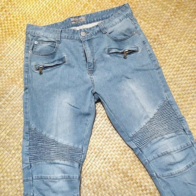 Celana jeans pria Invisible jeans cowok bikers denim