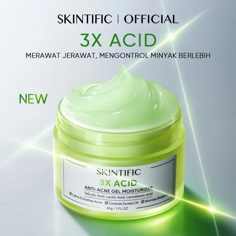 SKINTIFIC 3X Acid Anti-Acne Gel Moisturizer  / skintific acne moisturizer / skintific acne gel moist