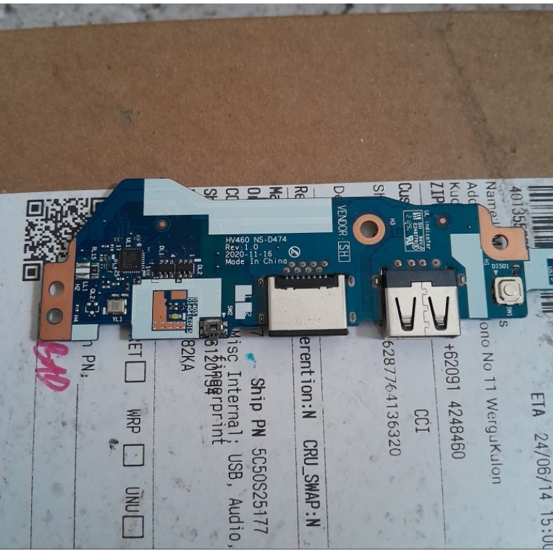 IO Board Lenovo Ideapad V14 G2 Original 100%
