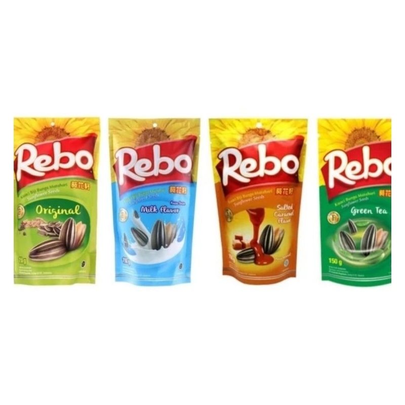 

Kuaci Rebo Rasa Original / Milk Flavor / Green Tea Kemasan 70 gr / Pouch