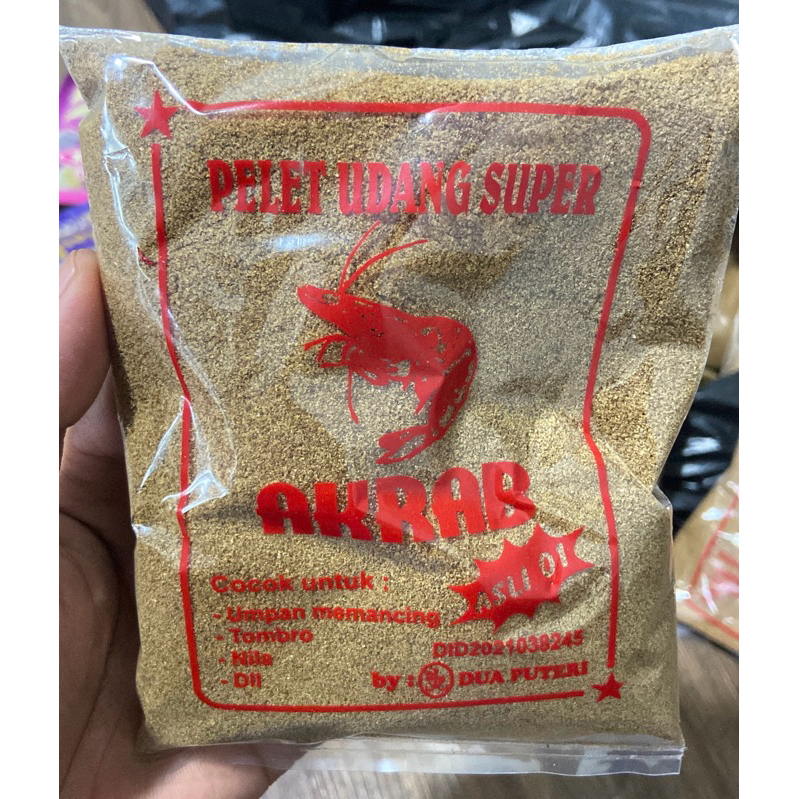 Pelet Akrab / Pelet aroma udang super / pelet untuk mancing ikan nila , tombro , lele dll