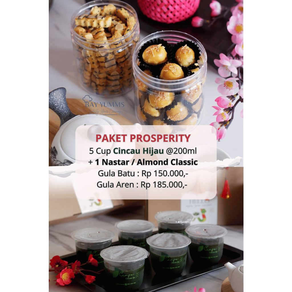 

PROMO Hampers IMLEK / Paket Prosperity / CNY Gift / Paket Kue Kering/ Nastar dan Almond 600 gr /CIncau Hijau