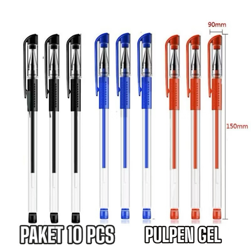 

Paket 10PCS Pulpen Gel Ink Pen Bullet Tip 0.5mm Bolpen Alat Tulis Hitam Merah Biru Bolpoint ATK