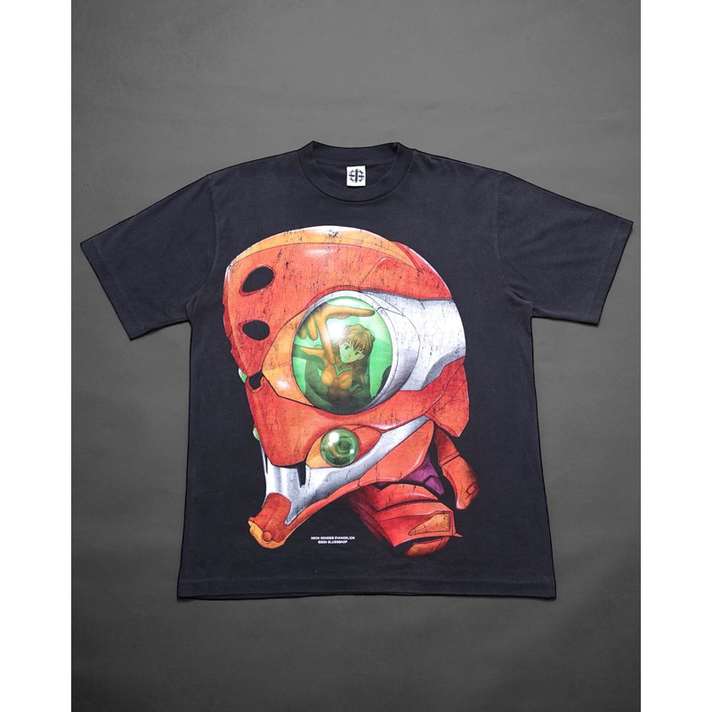 BOOTLEG EVANGELION BY SLUGGSHOP SHORT SLEEVE FADED BLACK