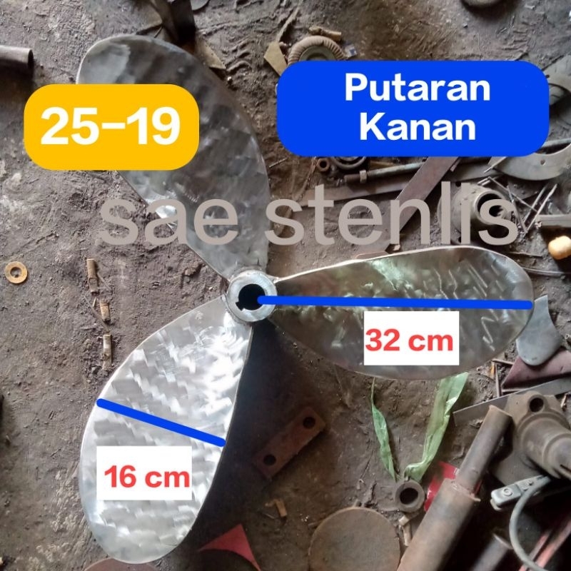 propeller kapal stenlis ukuran 25-19