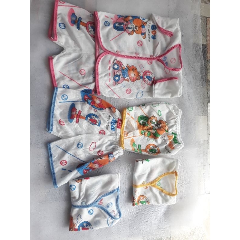 1 kodi setelan baju bayi lengan pendek celana baju pendek
