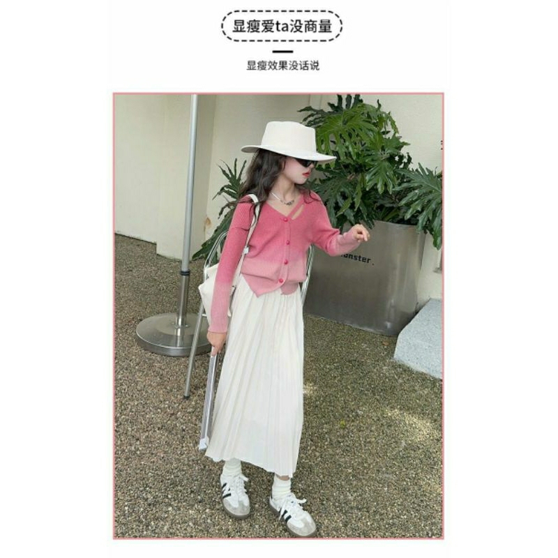 Littlefairy setelan anak cewek jilli rok plisket import/set rok anak perempuan