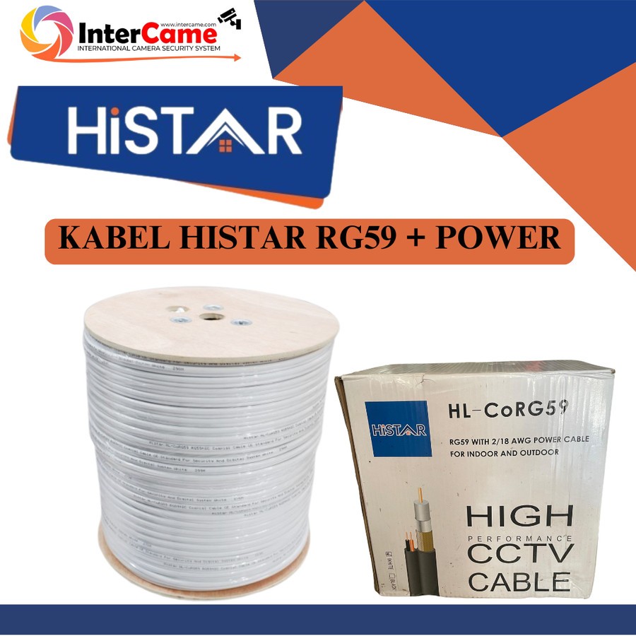 KABEL HiSTAR Kabel CCTV RG59+P 300M Premium Quality 97% Tembaga Murni