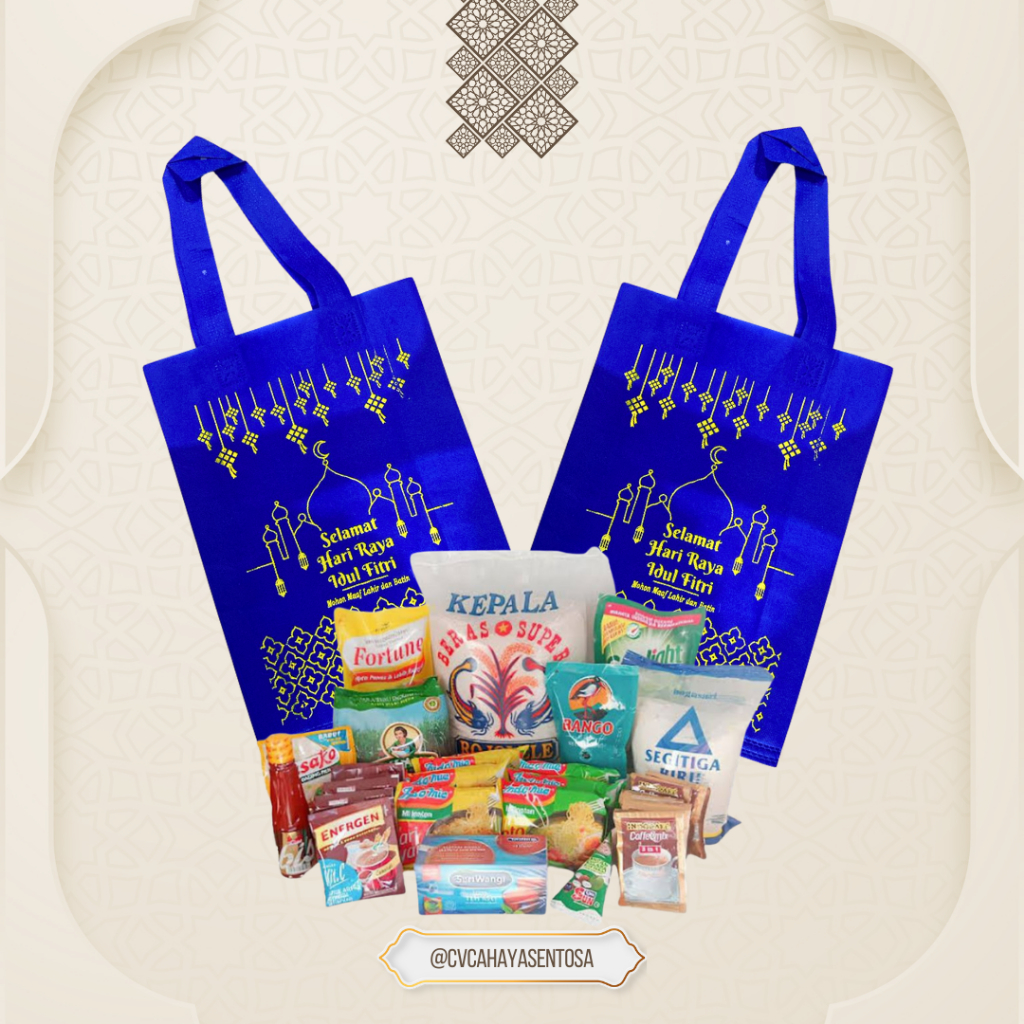 

(1 lusin) Tas Kain Press Spunbond Idul Fitri 25 x 35 x 10 - Tas Hampers Lebaran