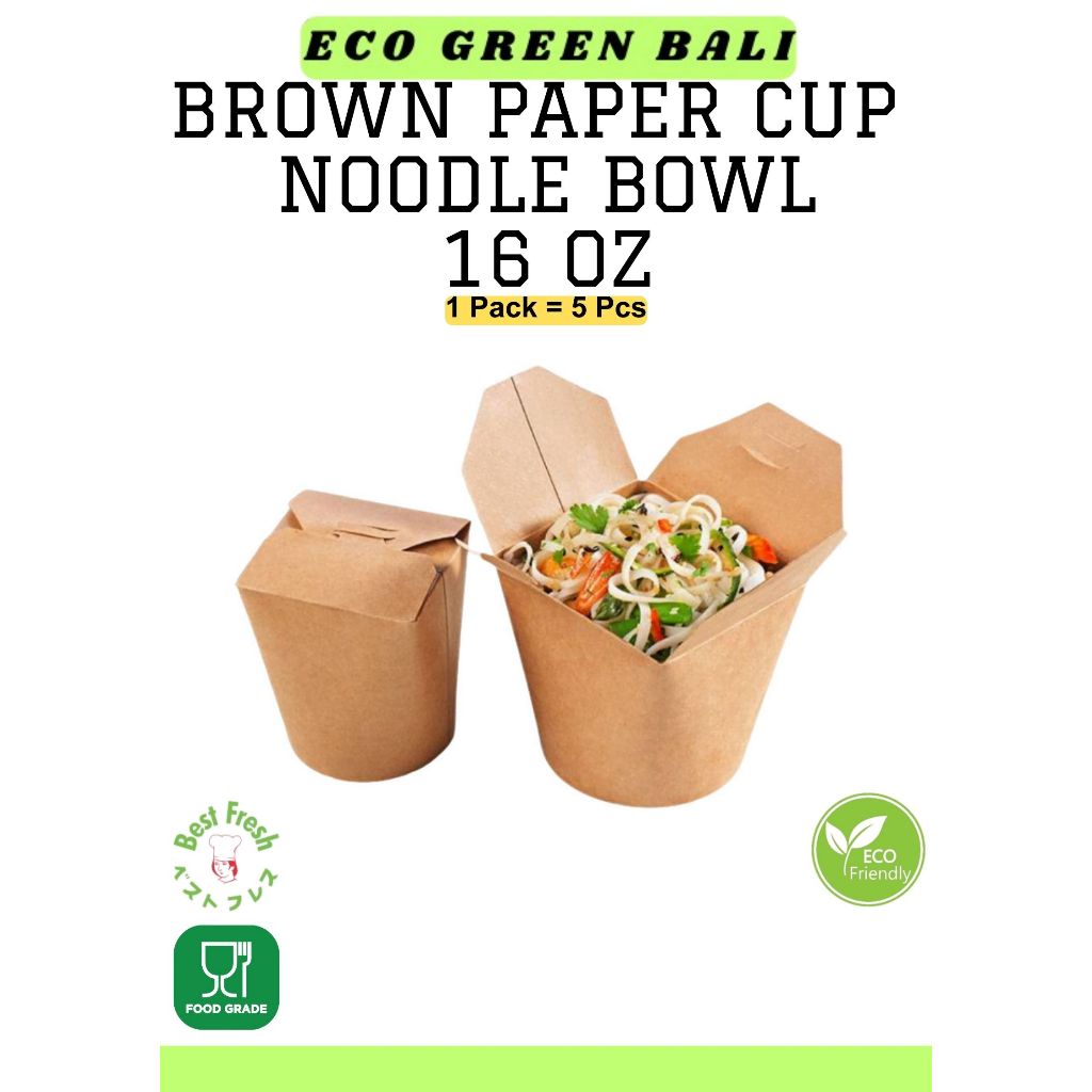 Noodle Kraft Bowl Isi 5pcs | Brown Kraft Paper Bowl | Kraft Food Pail | Kraft Noodle Cup