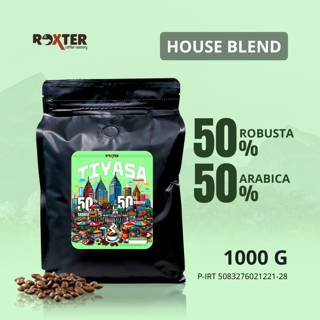 

Roasted Bean Blend Tiyasa 1Kg (50% Arabika,50% Robusta) PROMO/KOPISUSU
