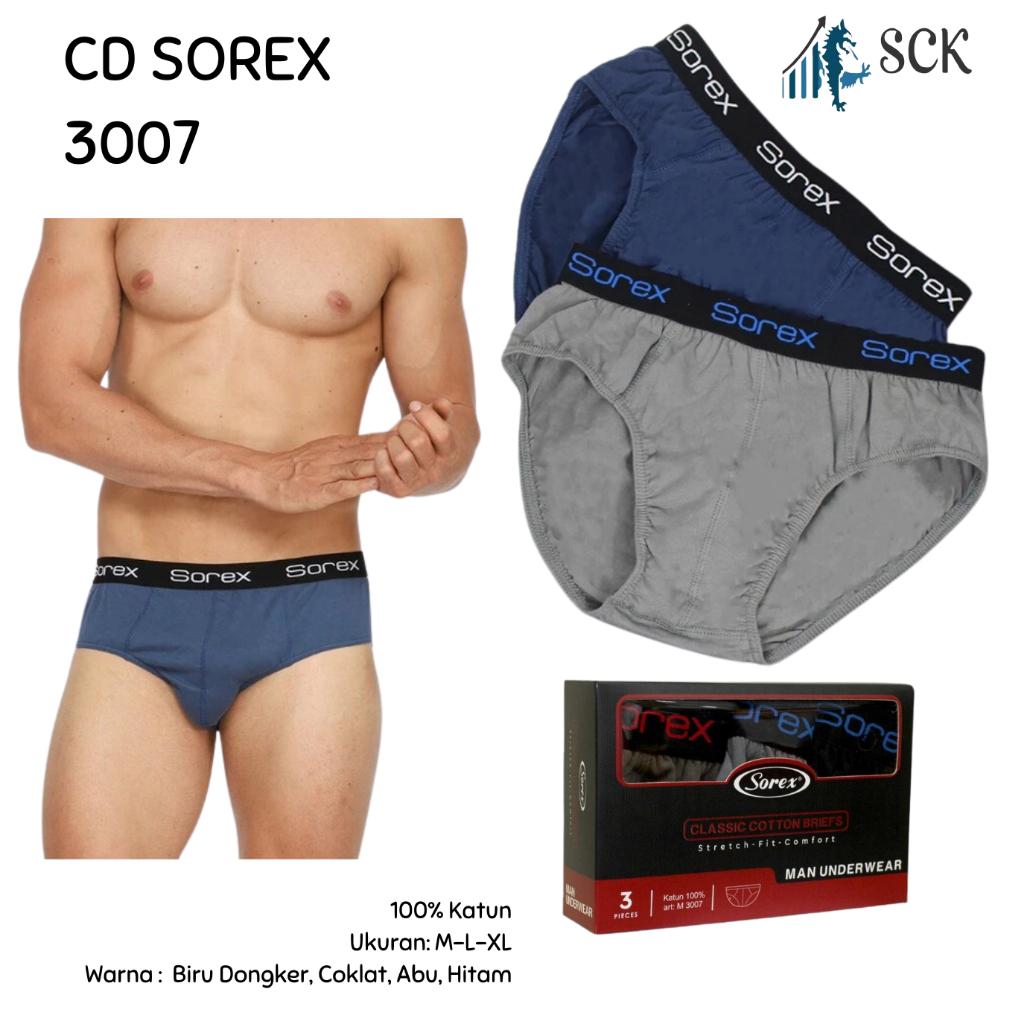 [ISI 3] CD Pria SOREX 3007 - 3008 Karet Boxer / Boxer CD Cowok SOREX - sckmenwear GROSIR