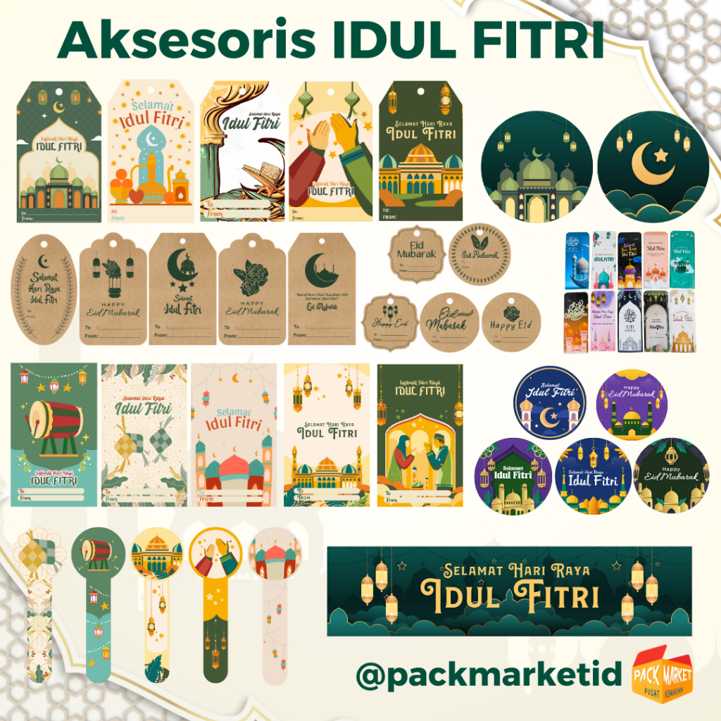 

Aksesoris IDUL FITRI: TAG, STICKER, AMPLOP, BELT BOX