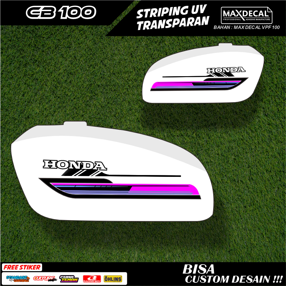 Stiker Aksesoris Motor CB100 - Striping UV Transparan Bahan Premium - SCB100