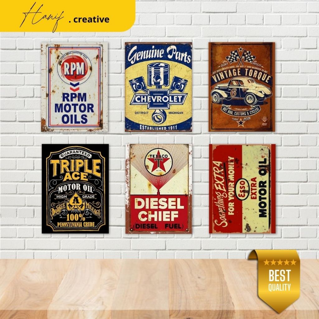 Hiasan DInding Poster Kayu MDF - Poster Vintage Retro