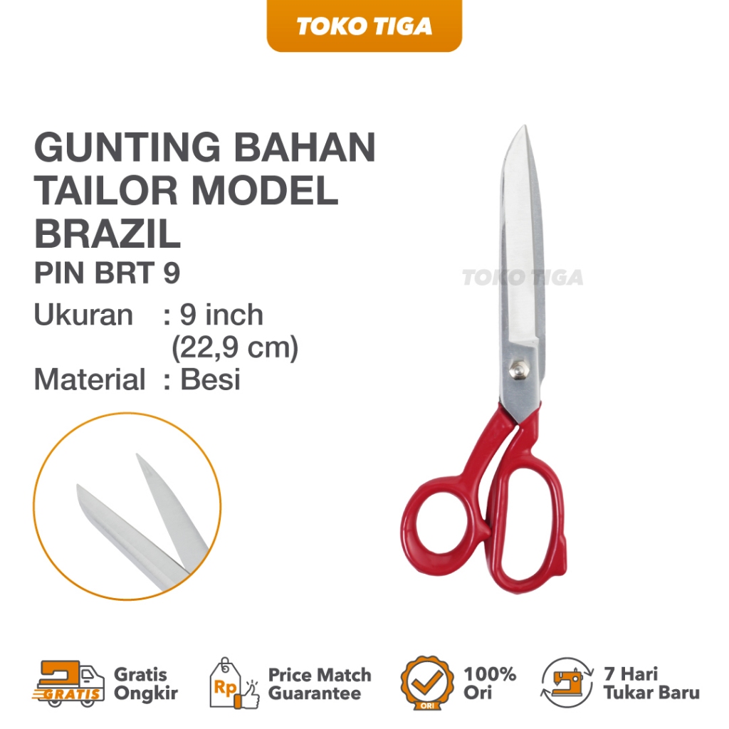 

Gunting Potong Bahan Kain Model Brazil PIN 9" inch (BRT-9)