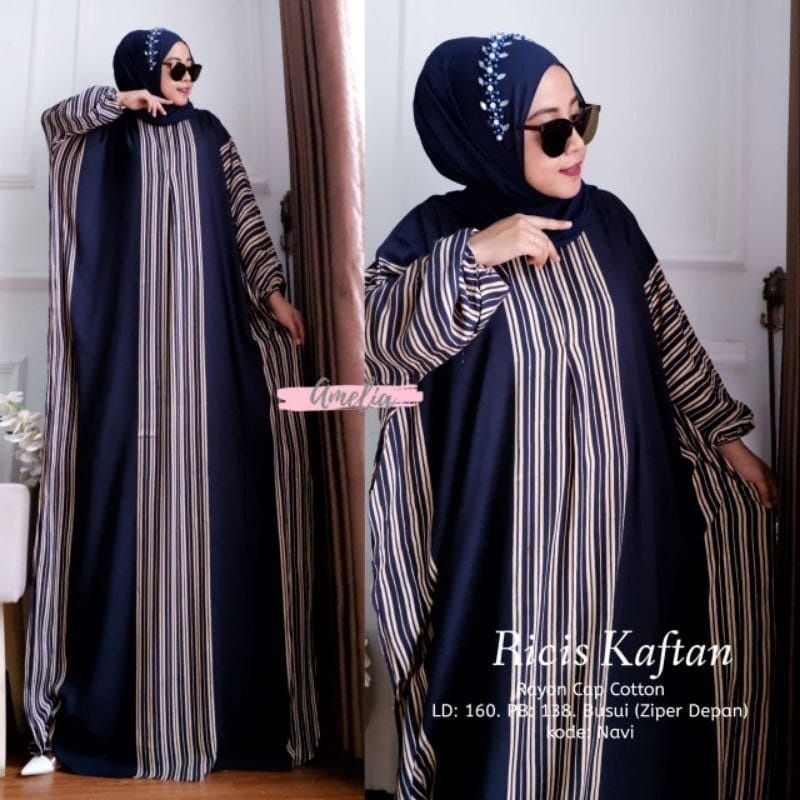 Ricis Kaftan lengan panjang baju wanita muslimah super jumbo gamis pesta murah kekinian