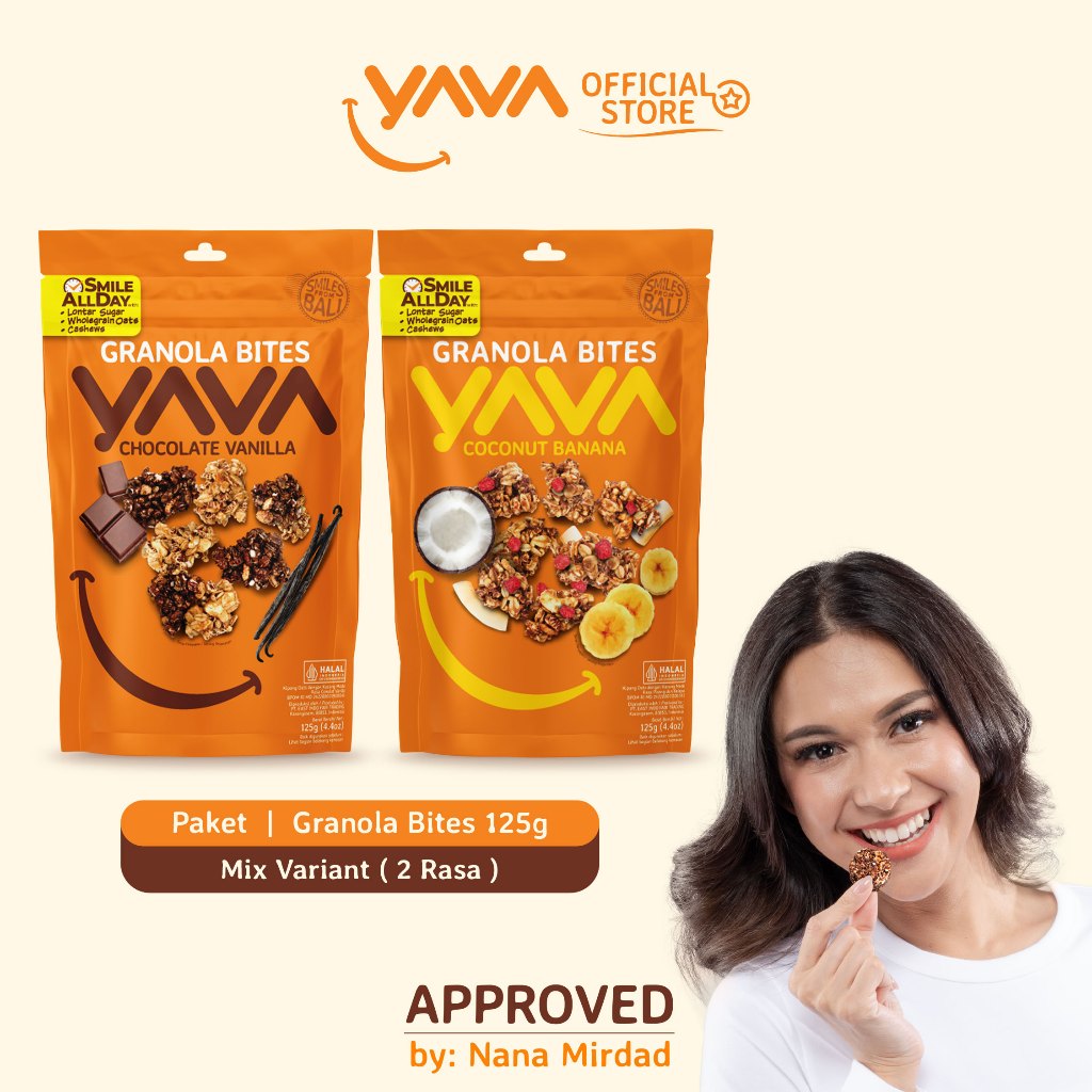 

YAVA Paket Granola Bites Chocolate Vanilla & Coconut Banana (2 x 125g)