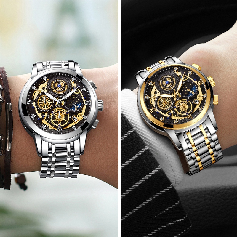 fast delivery wishdoit jam tangan pria asli anti air baja tahan karat bisnis bercahaya kronograf