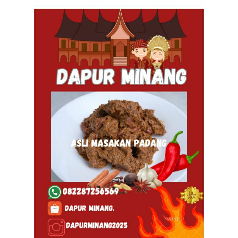 

Rendang daging dapur minang/rendang asli padang,/rendang 250gr i
