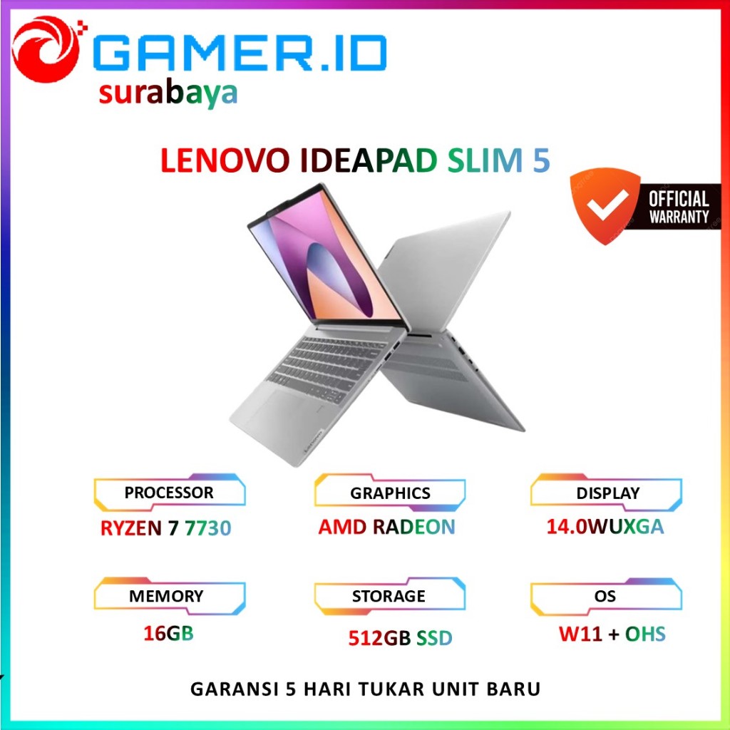 LAPTOP LENOVO IDEAPAD SLIM 5 14 OLED RYZEN 7 7730 16GB 512GB 14.0WUXGA