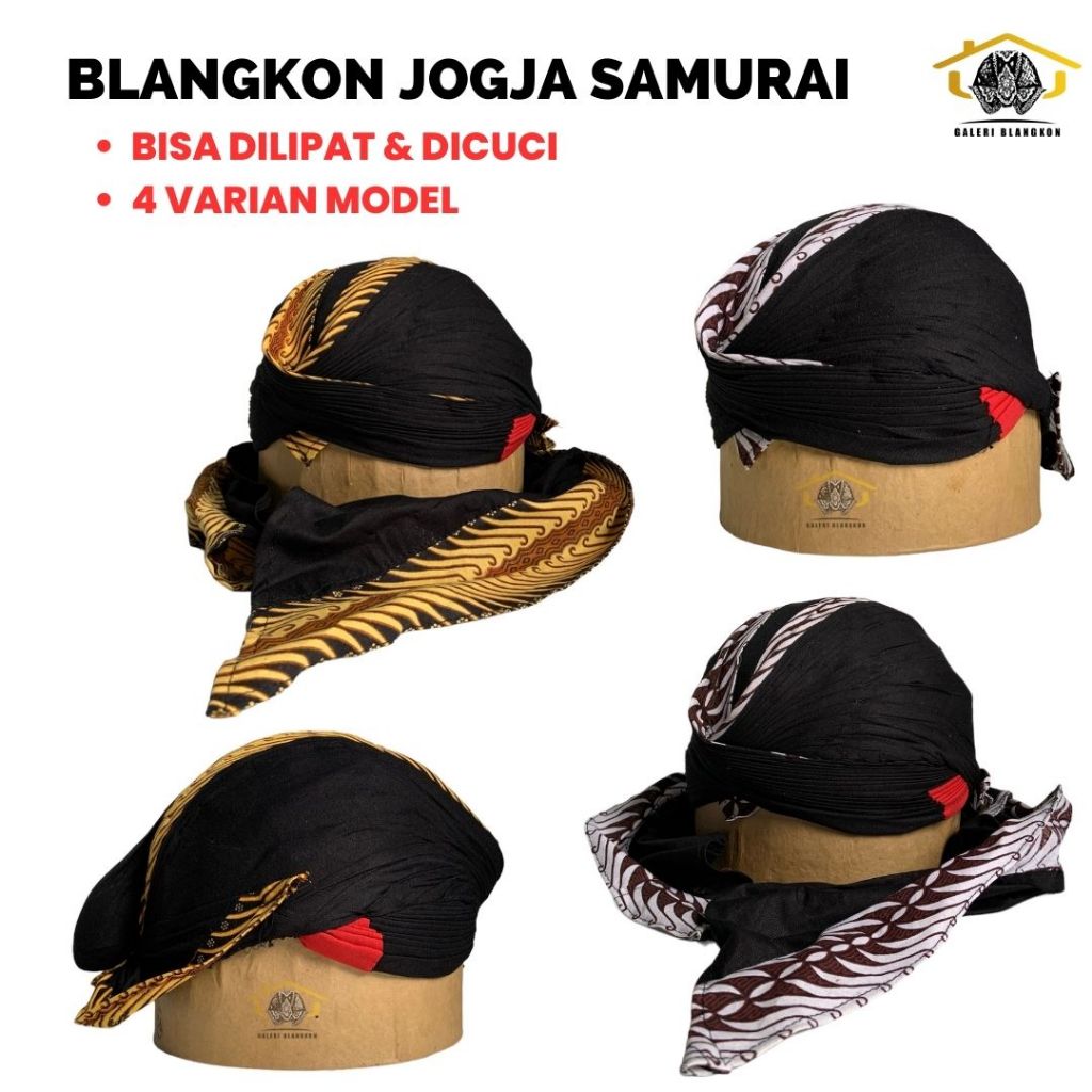 Blangkon Jogja Lipat Bisa Dicuci Motif Batik Samurai Aksesoris Pakaian Tradisional Adat Jawa Pria De