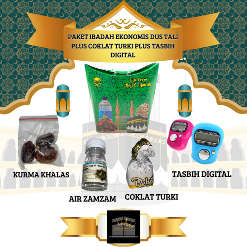 

OLEH-OLEH HAJI DAN UMROH PAKET IBADAH EKONOMIS DUS TALI PLUS COKLAT TURKI PLUS TASBIH DIGITAL