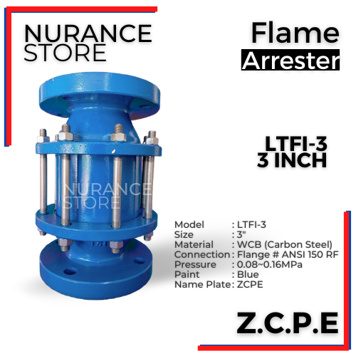INLINE FLAME ARRESTER - LTFI-3 SIZE 3 INCH