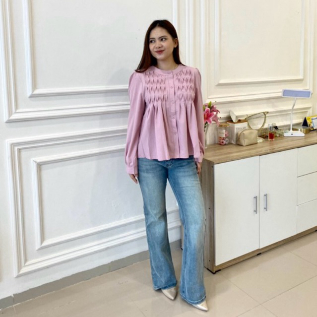 WOLFIS 221 BLOUSE || ATASAN WANITA POLOS TERBARU FULL KANCING || BLOUSE / BLUS WANITA KEKINIAN VIRAL
