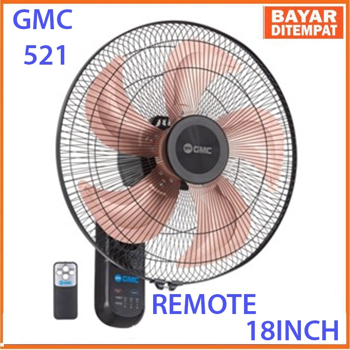 kipas Angin dinding besi 18 inch GMC 521Remot kipas angin wall fan tornado remote