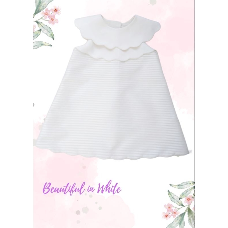 Dress Anak Putih Premium || Dress Organza Stripes White