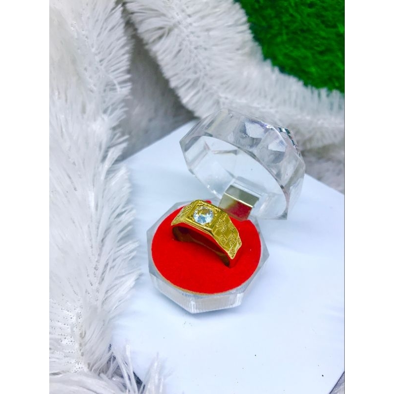 Cincin zircon permatavbening cowok titanium unik keren 0950