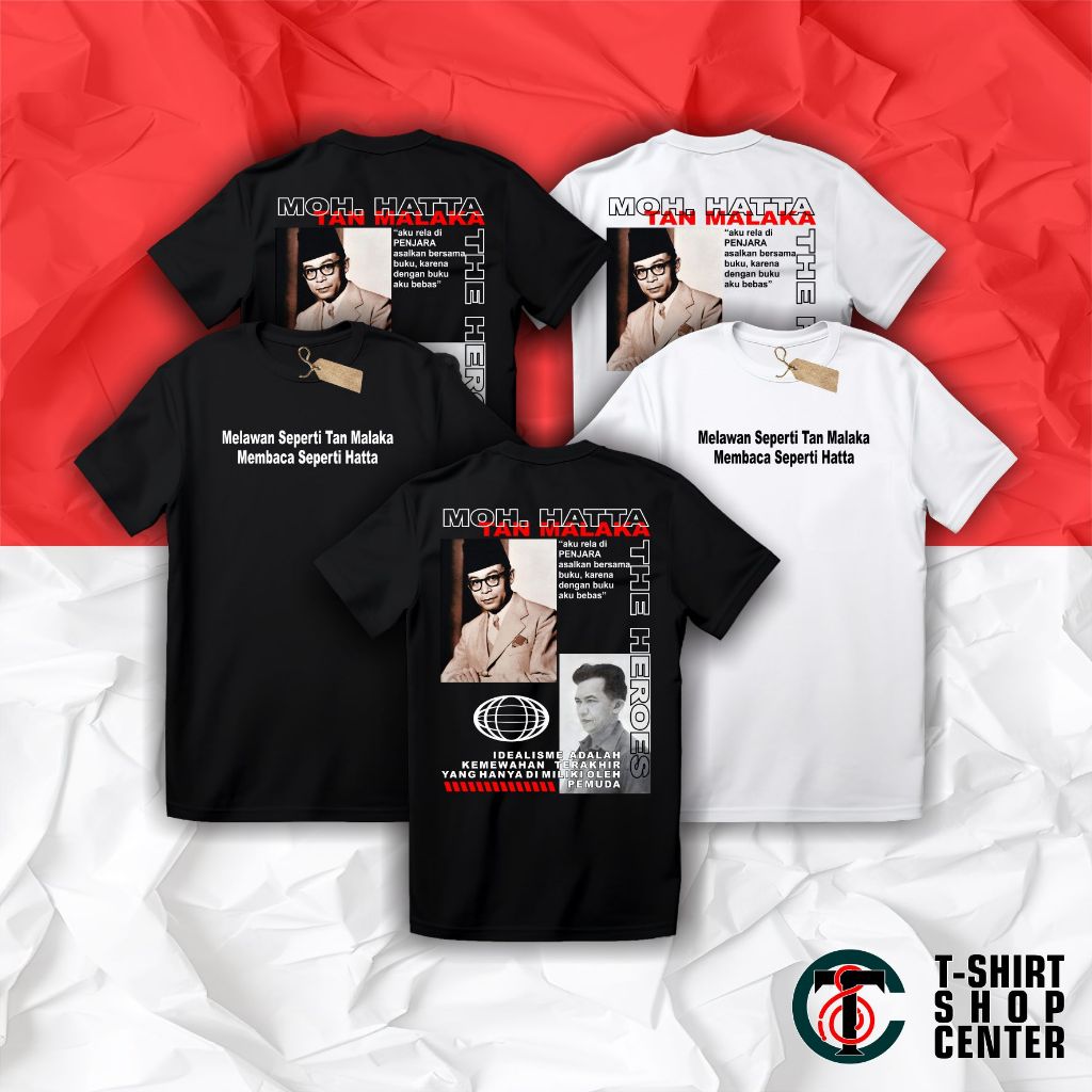 Kaos MOH.HATTA & TAN MALAKA - Kaos Aktivis Indonesia - T-Shirt Aktivis MOH.HATTA & TAN MALAKA-Combed